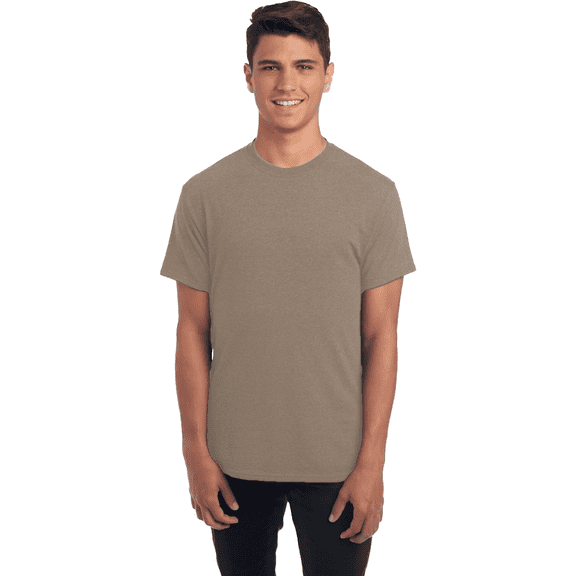 JERZEES Men's Ring-Spun T-Shirt, 50/50 Cotton/Polyester, Men's Short Sleeve, Pre-Shrunk, Taupe Heather, M