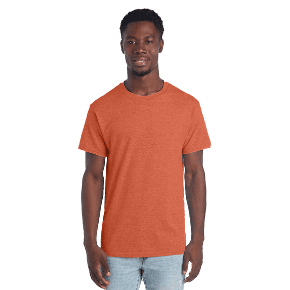 JERZEES Men's Ring-Spun T-Shirt, 50/50 Cotton/Polyester, Men's Short Sleeve, Pre-Shrunk, Vintage Heather Orange, L