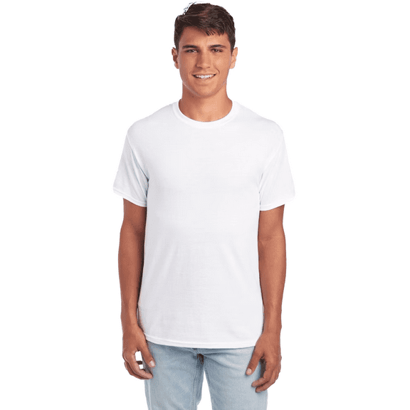 JERZEES Men's Ring-Spun T-Shirt, 50/50 Cotton/Polyester, Men's Short Sleeve, Pre-Shrunk, White, L