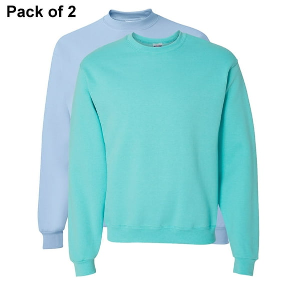 JERZEES NuBlend Crewneck Sweatshirt, 8 oz., Fleece Sweater, Pill-Resistant Fleece, 50/50 Cotton/Poly, Light Blue & Scuba Blue, Pack of 2, Size- S