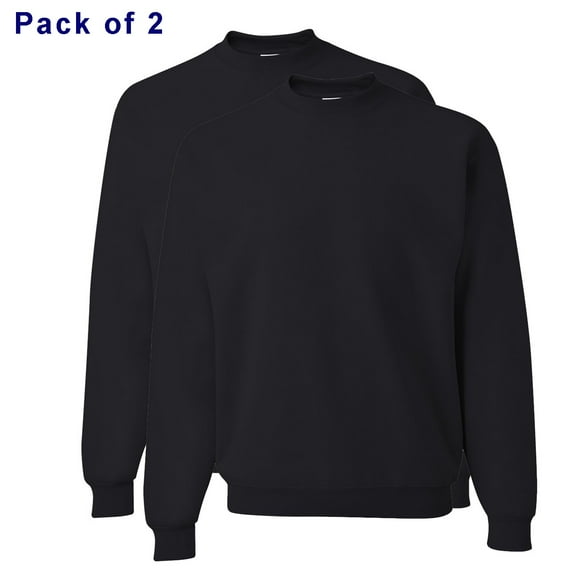 JERZEES NuBlend Crewneck Sweatshirt for Men and Women Black Color | Long Sleeve Pullover 8oz, 50/50 Cotton/Polyester Fleece Sweatshirt Size S, Pack of 2