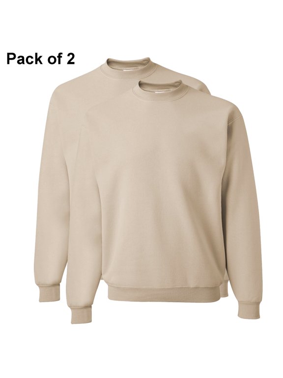 - NuBlend Crewneck Sweatshirt, Men's Fleece Pullover Sweater, 8 Oz. 50/50 Cotton/Polyester, Sandstone, 2 Pack, M Size