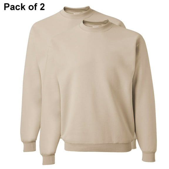 JERZEES - NuBlend Crewneck Sweatshirt, Men's Fleece Pullover Sweater, 8 Oz. 50/50 Cotton/Polyester, Sandstone, 2 Pack, XL Size