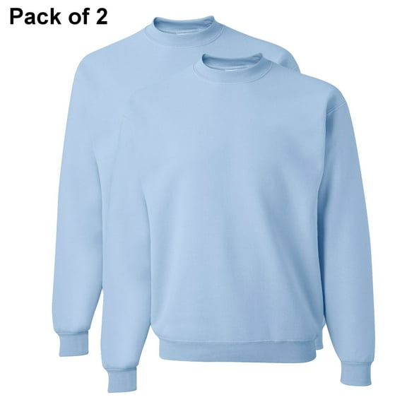 JERZEES - NuBlend Crewneck Sweatshirt, Pullover Fleece Sweater for Men, Light Blue, 8 Oz. 50/50 Cotton/Polyester, 2 Pack, XL Size