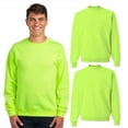 thumbnail image 1 of JERZEES NuBlend Safety Crewneck Sweatshirt - High Visibility Fleece Pullover Workwear, ANSI Compliant, Safety Green, Pack of 2, Size- M, 1 of 5