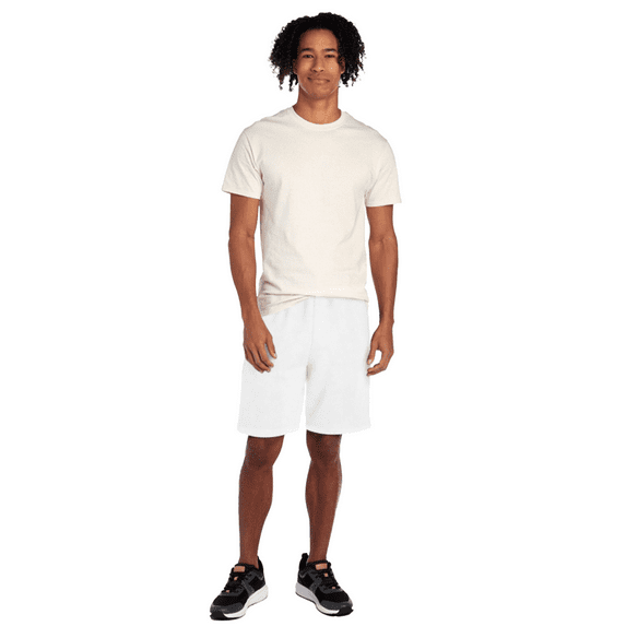 JERZEES Nublend Fleece Men Shorts, Relaxed Fit, Cotton Polyester Blend, Sportswear Pant, White, Sizes S-3XL