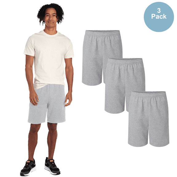 JERZEES Nublend Fleece Men's Shorts, Summer Essentials Casual Athletic Heather Comfy Shorts,3 Pack, M