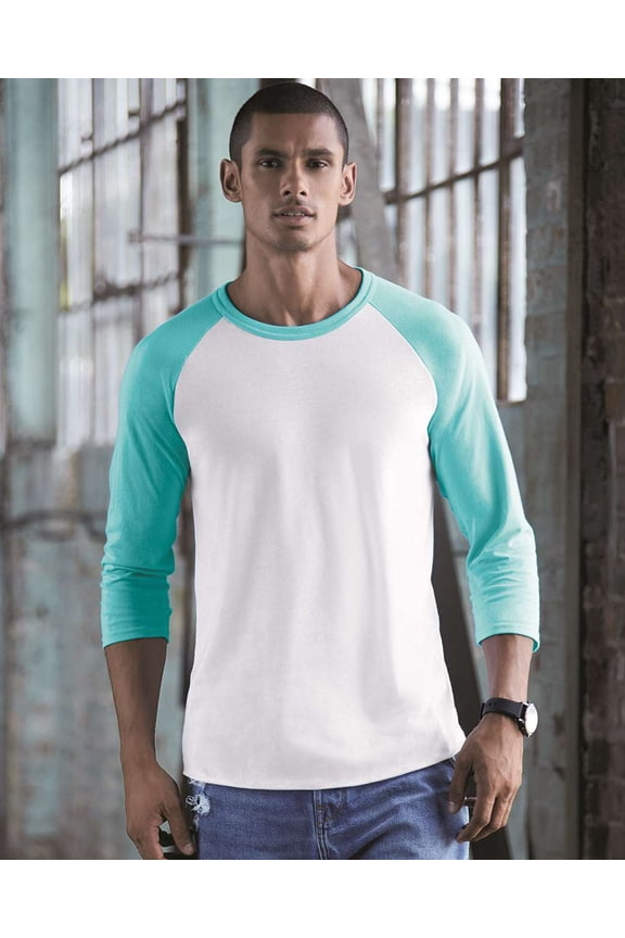 JERZEES Premium Blend Ringspun Three-Quarter Sleeve Raglan Baseball T-Shirt Size up to 3XL