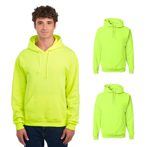 JERZEES Safety Hoodie - High-Visibility Workwear, NuBlend ANSI Compliant, Durable Fleece Hooded Sweatshirt,8 oz.50/50 cotton/polyester in Safety Green, Size- L