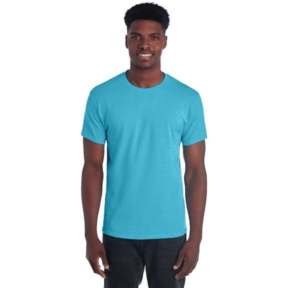 JERZEES Short Sleeve T-Shirt Aquatic Blue Crewneck Shirts for Men, 50/50 Cotton/polyester Single Tee, Size M