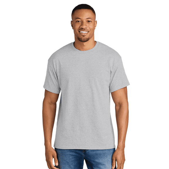 JERZEES Short Sleeve T-Shirt Ash Crewneck Shirts for Men, 50/50 Cotton/polyester Single Tee, Size XL