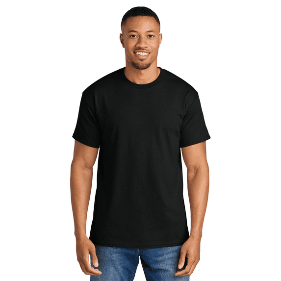 JERZEES Short Sleeve T-Shirt Black Crewneck Shirts for Men, 50/50 Cotton/polyester Single Tee, Size XL