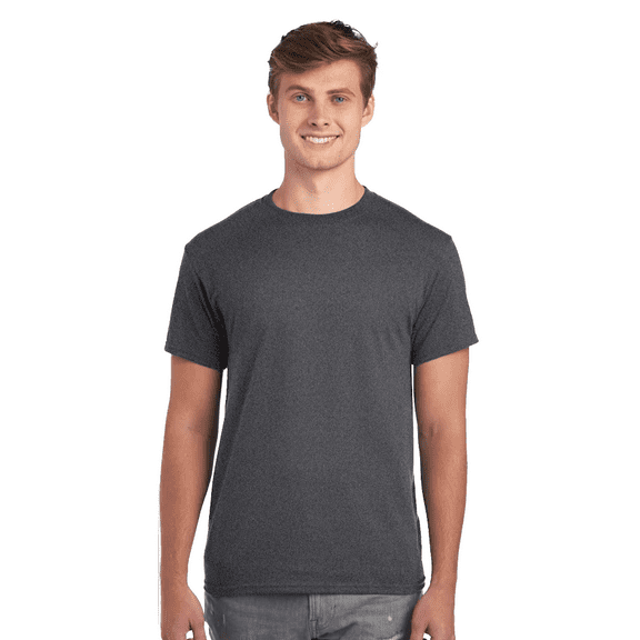 JERZEES Short Sleeve T-Shirt Black Heather Crewneck Shirts for Men, 50/50 Cotton/polyester Single Tee, Size S