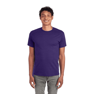 JERZEES Short Sleeve T-Shirt Deep Purple Crewneck Shirts for Men, 50/50 Cotton/polyester Single Tee, Size 2XL
