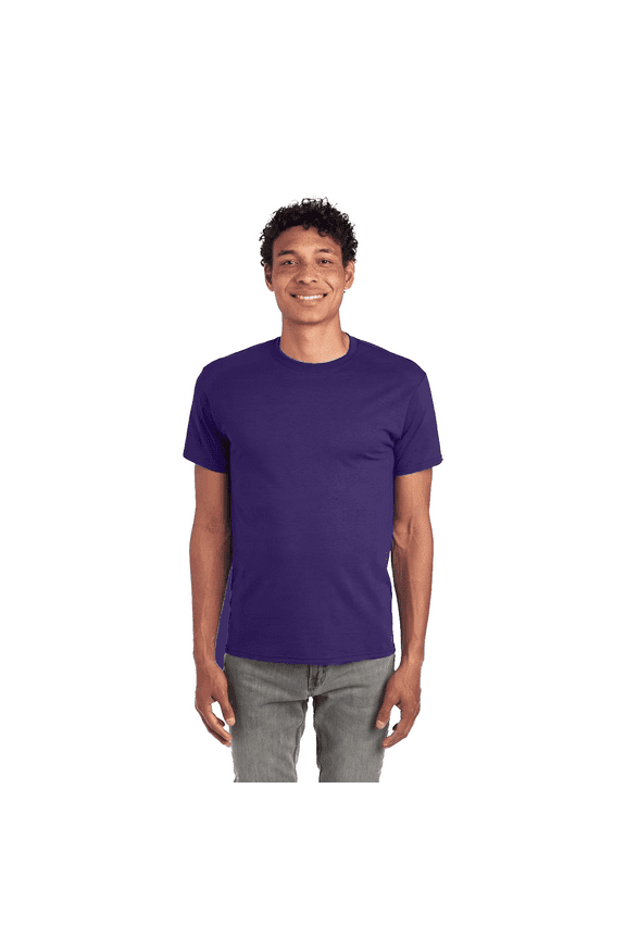 Short Sleeve T-Shirt Deep Purple Crewneck Shirts for Men, 50/50 Cotton/polyester Single Tee, Size 2XL