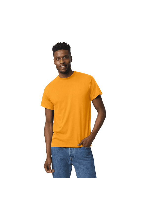 Short Sleeve T-Shirt Gold Crewneck Shirts for Men, 50/50 Cotton/polyester Single Tee, Size L