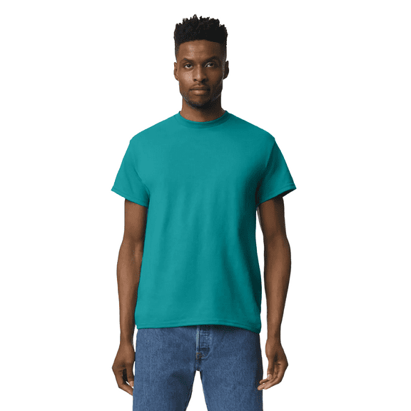 JERZEES Short Sleeve T-Shirt Jade Crewneck Shirts for Men, 50/50 Cotton/polyester Single Tee, Size L
