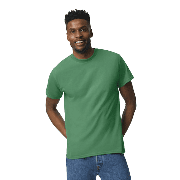 JERZEES Short Sleeve T-Shirt Kelly Crewneck Shirts for Men, 50/50 Cotton/polyester Single Tee, Size L