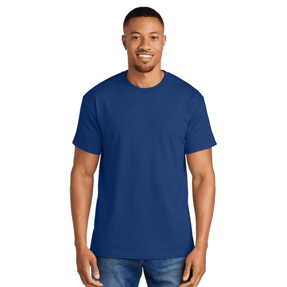 JERZEES Short Sleeve T-Shirt Royal Crewneck Shirts for Men, 50/50 Cotton/polyester Single Tee, Size 3XL
