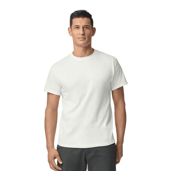 JERZEES Short Sleeve T-Shirt White Crewneck Shirts for Men, 50/50 Cotton/polyester Single Tee, Size L