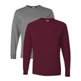 thumbnail image 1 of JERZEES Unisex Dri-Power Long Sleeve T-Shirt 50/50 Cotton/Polyester Pre-Shrunk Heavyweight Plain Casual Tee (Oxford+Maroon-2PCS, 2XL), 1 of 6