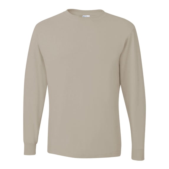 JERZEES Unisex Dri-Power Long Sleeve T-Shirt 50/50 Cotton/Polyester Pre-Shrunk Heavyweight Plain Casual Tee (Sandstone, XL)