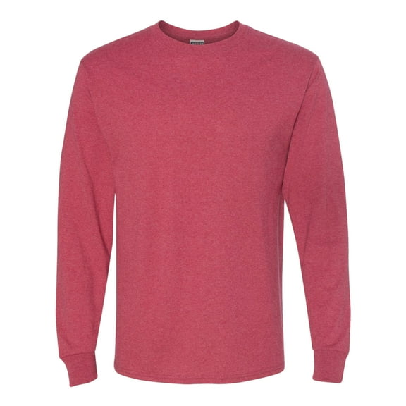 JERZEES Unisex Dri-Power Long Sleeve T-Shirt 50/50 Cotton/Polyester Pre-Shrunk Heavyweight Plain Casual Tee (Vintage-Heather-Red, XL)
