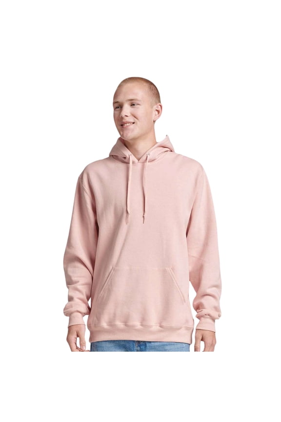 Unisex Eco Hooded Sweatshirt, 57/43 Blend Ring-Spun Cotton/Polyester Fleece Pullover Hoodie (Blush Pink , L)