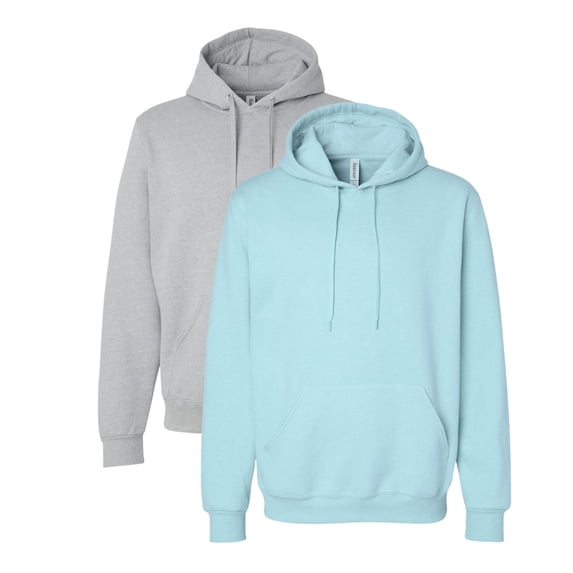 JERZEES Unisex Eco Hooded Sweatshirt, 57/43 Blend Ring-Spun Cotton/Polyester Fleece Pullover Hoodie (Frost Grey Heather+Cloud Heather 2 Pack, L)