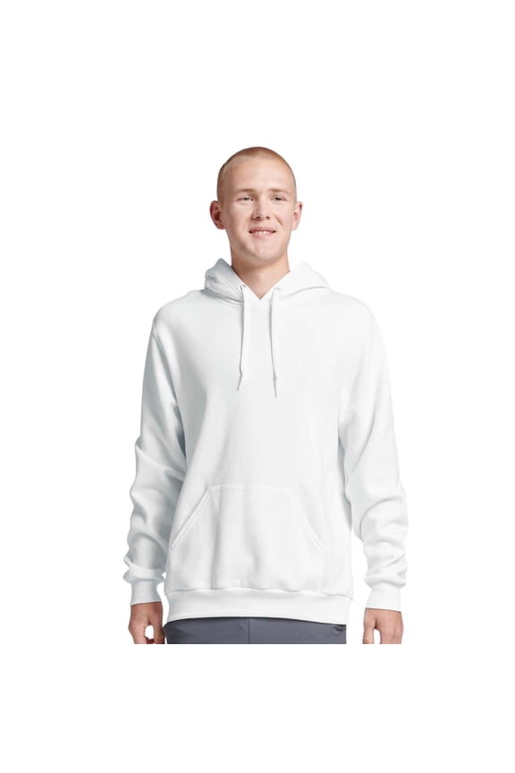 Unisex Eco Hooded Sweatshirt, 57/43 Blend Ring-Spun Cotton/Polyester Fleece Pullover Hoodie (White , L)