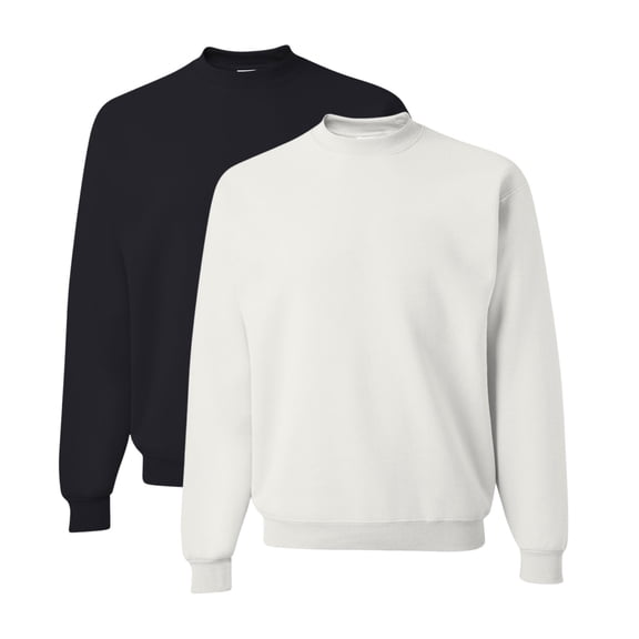 JERZEES Unisex NuBlend Crewneck Sweatshirt 50/50 Cotton/Polyester Pullover Fleece Sweater, Casual Plain Sweatshirt Classic Fit (Black White 2PCS, XL)