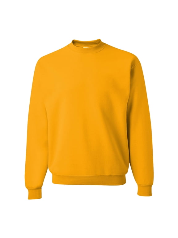 Unisex NuBlend Crewneck Sweatshirt 50/50 Cotton/Polyester Pullover Fleece Sweater, Casual Plain Sweatshirt Classic Fit (Gold 1PCS, 3XL)