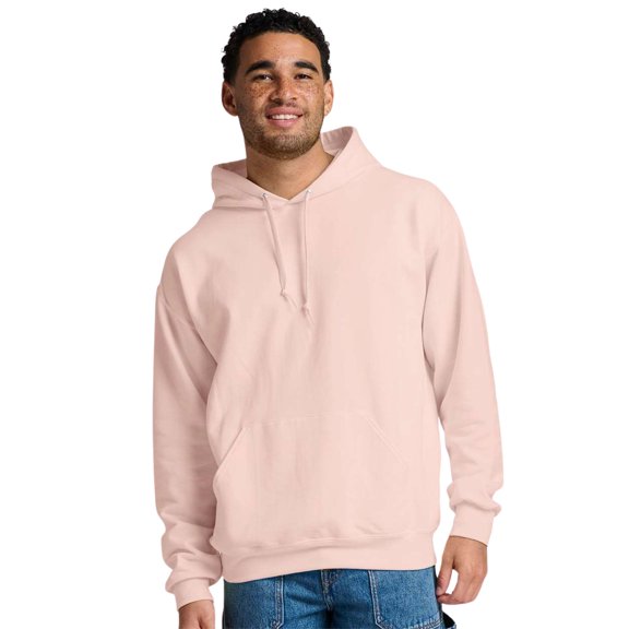 JERZEES Unisex Ultimate CVC Hooded Sweatshirt, 60/40 Cotton/Polyester Winter Fleece Pullover Hoodies (Blush Pink, 2XL)