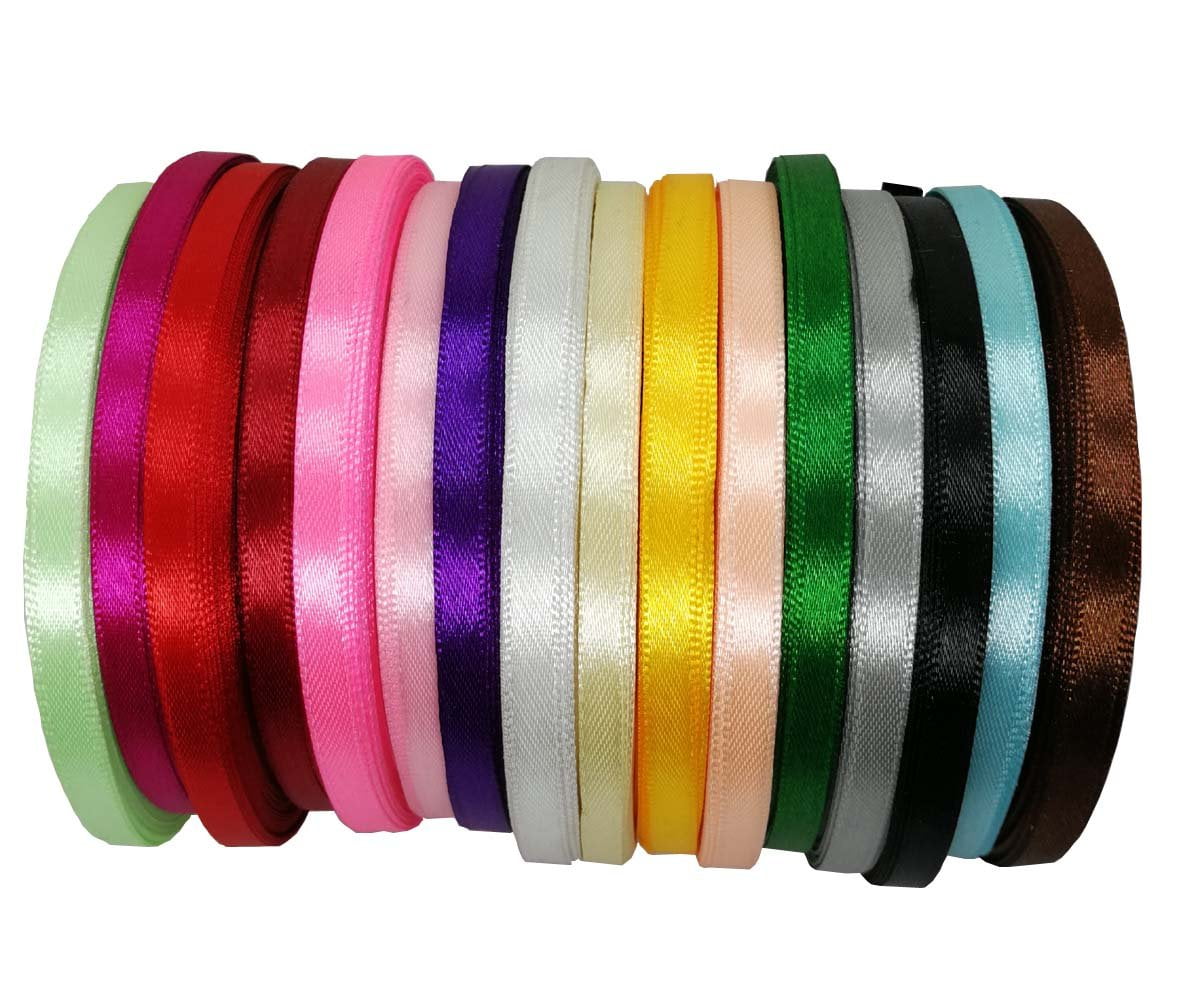 JESEP 16 Rolls Multi-Color Satin Fabric Ribbon for Crafting and Sewing