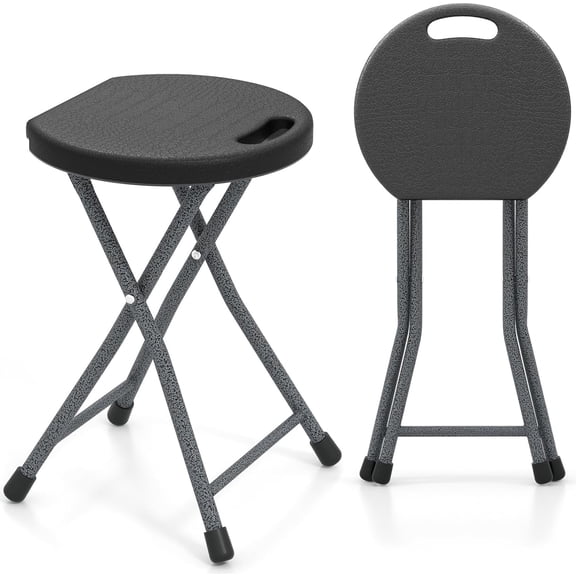 JESIN Folding Stool, 18in Portable Collapsible Bar Stool with Handle & Steel Frame, 330lbs Sturdy Foldable Lightweight Metal Chair for Outdoor/Indoor Kitchen Home Bar, Assembly Free (Set of 1)