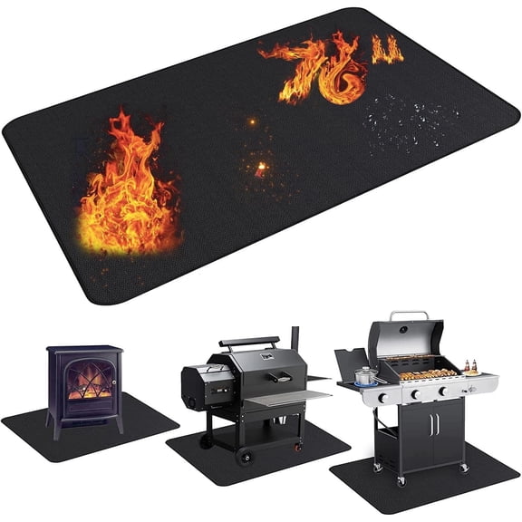 JESIN Large 76x48 inches Double-Sided Fireproof Mat, Oil-Proof Waterproof BBQ Protector for Outdoor Fire Pit, Indoor Fireplace, Deck & Patio