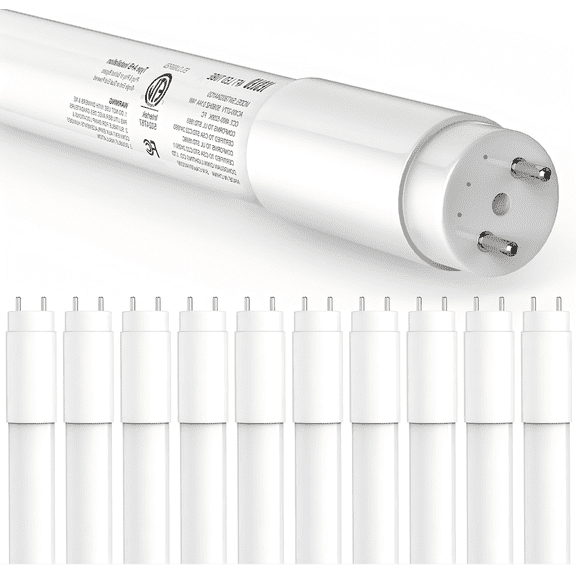 JESLED 10Pack T8 LED Bulbs 4FT Fluorescent Replacement,Type A+B,14W 2450LM 5000K Daylight White, Plug & Play or Ballast Bypass, Frosted Cover