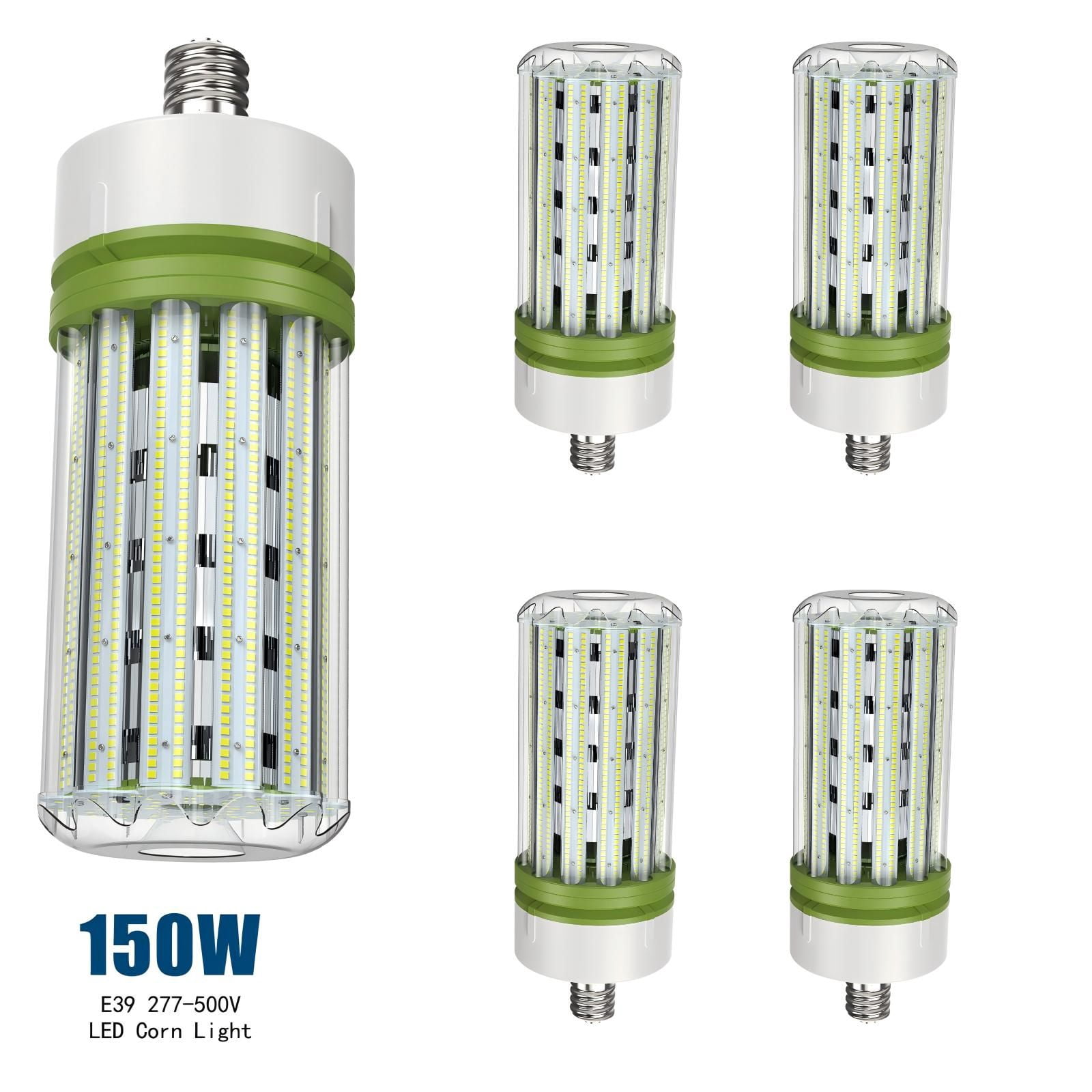 JESLED 150W High Voltage LED Corn Light Bulbs, 400W-600W MH Equivalent, 20250LM 5000K Daylight, AC 277-500V (347V 480V), E39 Mogul Base, 4 Pack