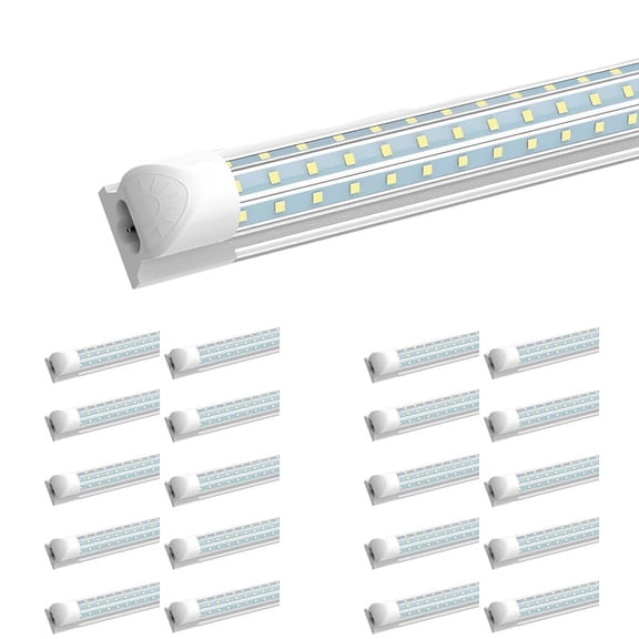 JESLED 20 Pack D-Shape 8FT LED Shop Light, 90W High Output, 11700LM Super Bright, 6000K Cool White T8 LED Tube Light