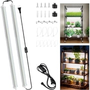 JESLED 2FT 24W Waterproof Grow Lights for Indoor Plants Sunlight Full Spectrum 5000K LED Linkable Strip with Switch 2P