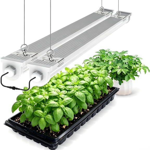 JESLED 2FT 24W Waterproof LED Grow Lights, for Indoor Plants, Sunlight Full Spectrum 5000K, LED Linkable Strip with Switch, 2Pack