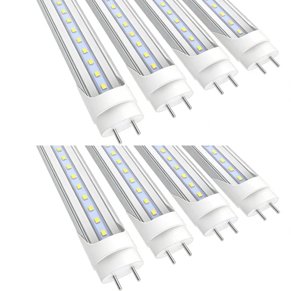 JESLED 2FT T8 LED Tube Light Bulbs, 10W Fluorescent Replacement, Clear Cover, Ballast Bypass, G13 Base, 6000K Cool White, LED Shop Light for Garage Warehouse Ceiling, 8 Pack