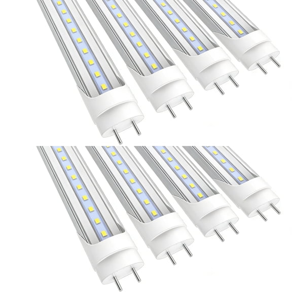 JESLED 2FT T8 LED Tube Light Bulbs, 10W Fluorescent Replacement, Clear Cover, Ballast Bypass, G13 Base, 6000K Cool White, LED Shop Light for Garage Warehouse Ceiling, 8 Pack