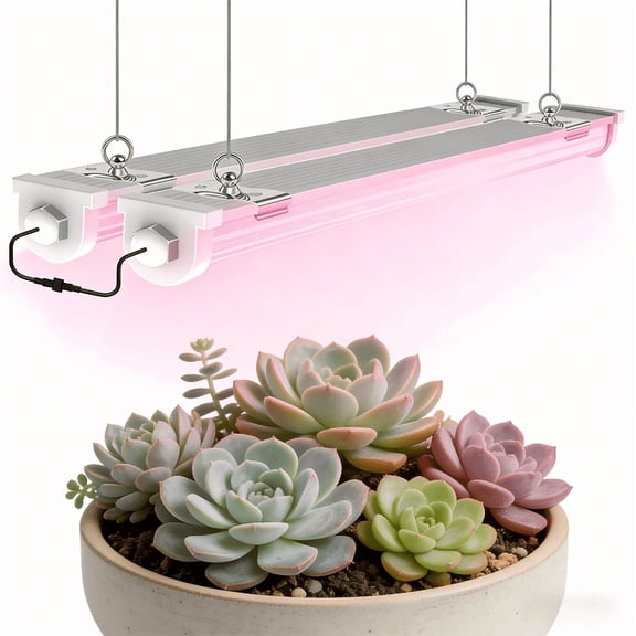 JESLED 3FT 36W Waterproof LED Grow Lights for Indoor Plants, Pinkish White Full Spectrum, Linkable Strip with Switch, 8-Pack