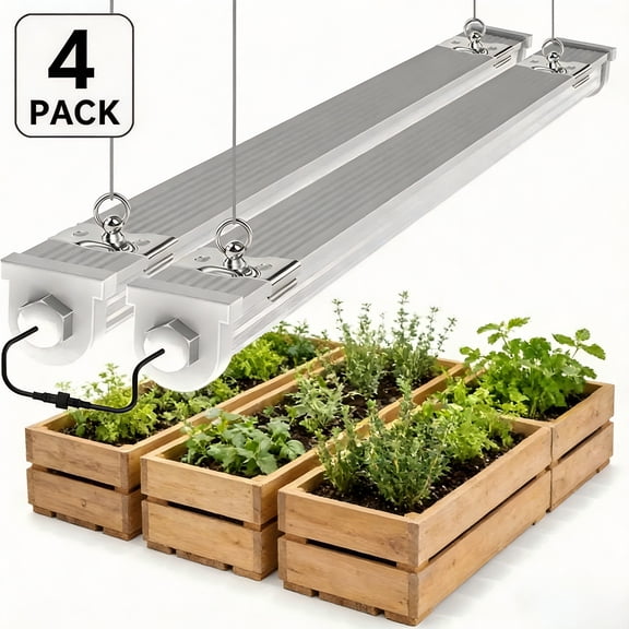 JESLED 3FT 36W Waterproof LED Grow Lights, for Indoor Plants, Sunlight Full Spectrum 5000K, LED Linkable Strip with Switch, 4Pack