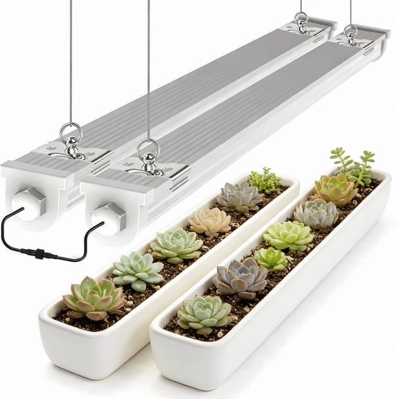 JESLED 4FT 48W Waterproof LED Grow Lights, for Indoor Plants, Sunlight Full Spectrum 5000K, LED Linkable Strip with Switch, 8Pack