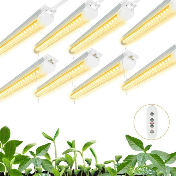 JESLED 4FT Grow Light, Full Spectrum Plant Growing Lamp, LED Warm White Light, 8 Pack