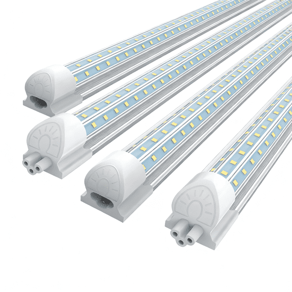 JESLED 4FT LED Shop Light, 48W 6240LM 5000K Daylight White, D-Shape 300° Beam Angle, Linkable T8 LED Tube Lights Fixtures, ETL Listed, 4 Pack