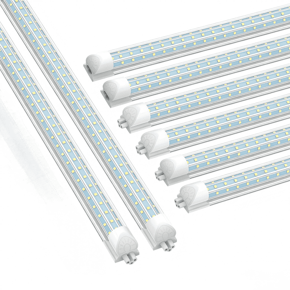 JESLED 4FT LED Shop Light, 48W 6240LM 5000K Daylight White, D-Shape 300° Beam Angle, Linkable T8 LED Tube Lights Fixtures, ETL Listed, 8 Pack