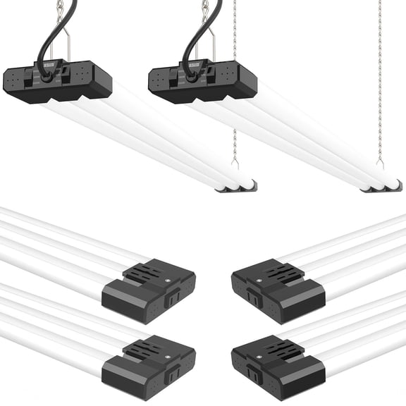 JESLED 4FT LED Shop Lights, 30W/40W/50W Adjustable, 4000K/5000K/6500K Selectable, 5400-7500LM, ETL, Black-6-Pack